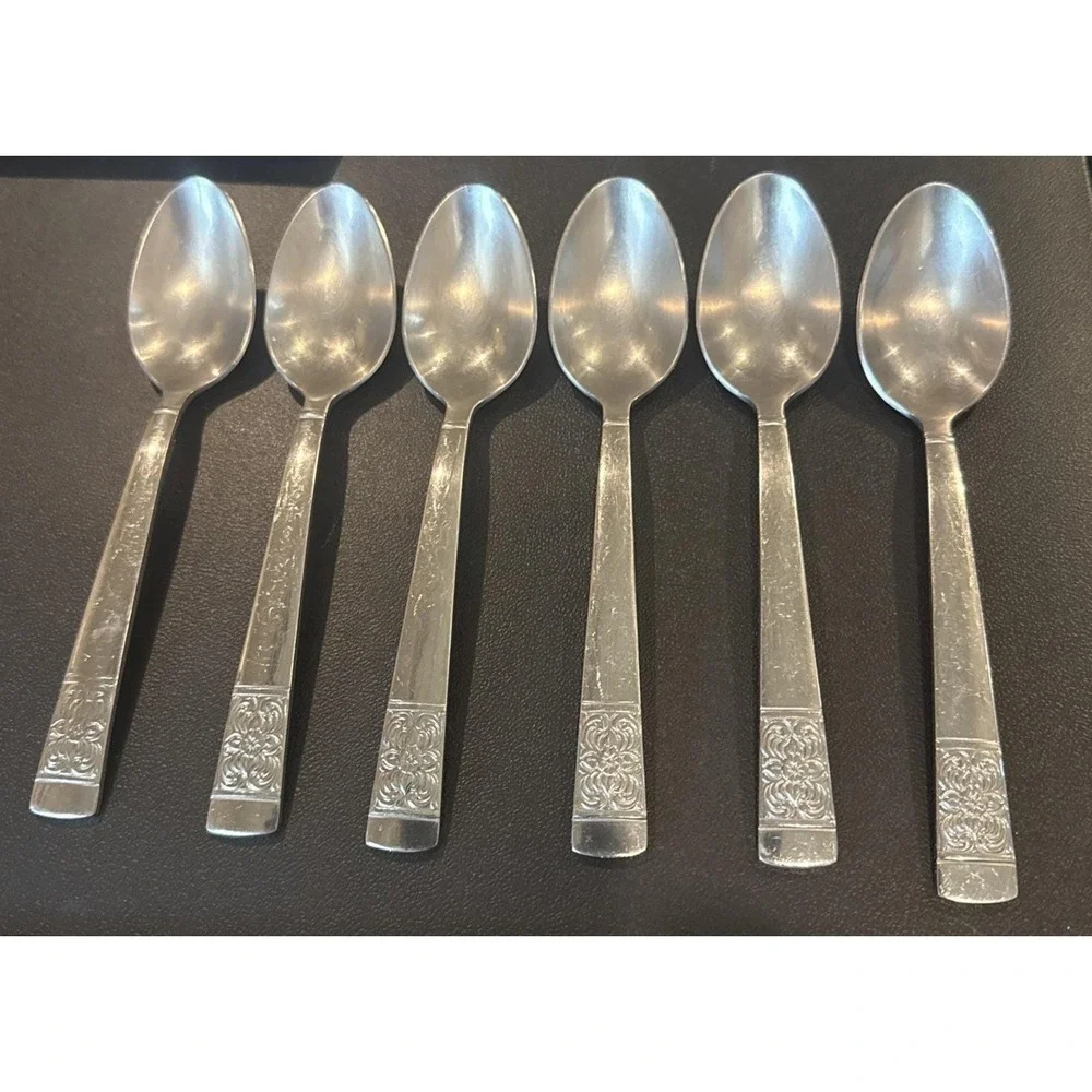 Reed Barton‎ Harvest Bouquet Soup Spoon Spoons Set Of 6 Flatware Stainless Steel